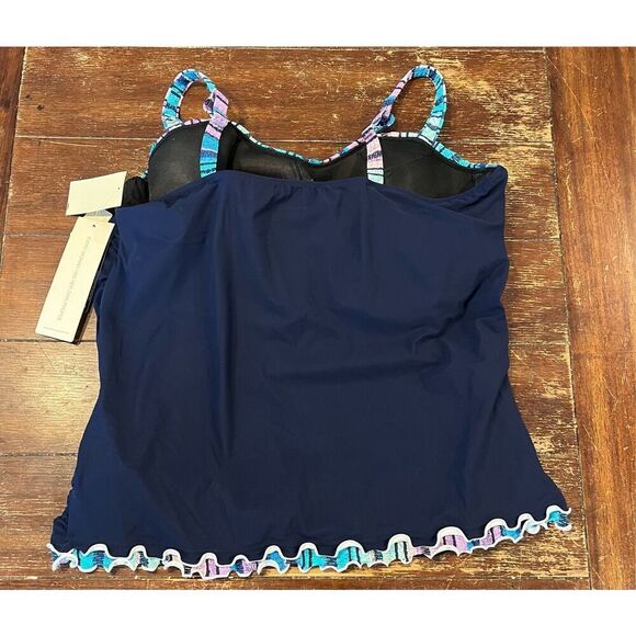 Profile by Gottex Harmony Plus Size Womens Ruched Tankini Top - Picture 4 of 7